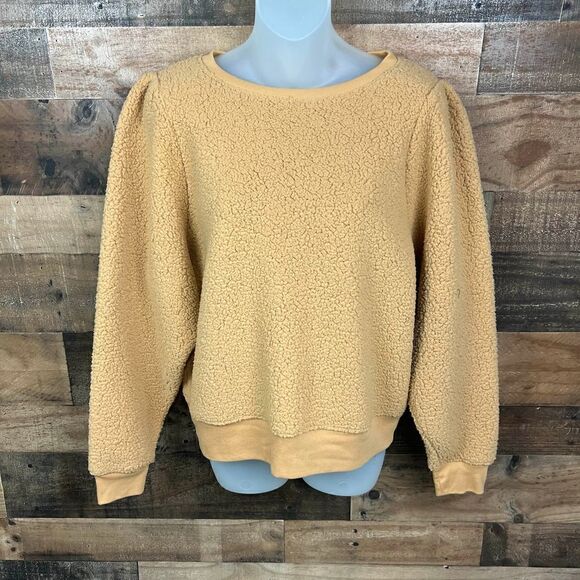Treasure & Bond Brushed Fleece Sweatshirt Tan Doe Crew Neck  Ribbed Cuffs Large - Picture 14 of 14